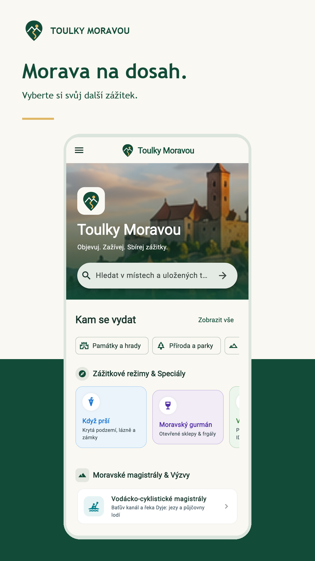 Aplikace Toulky Moravou - Domů