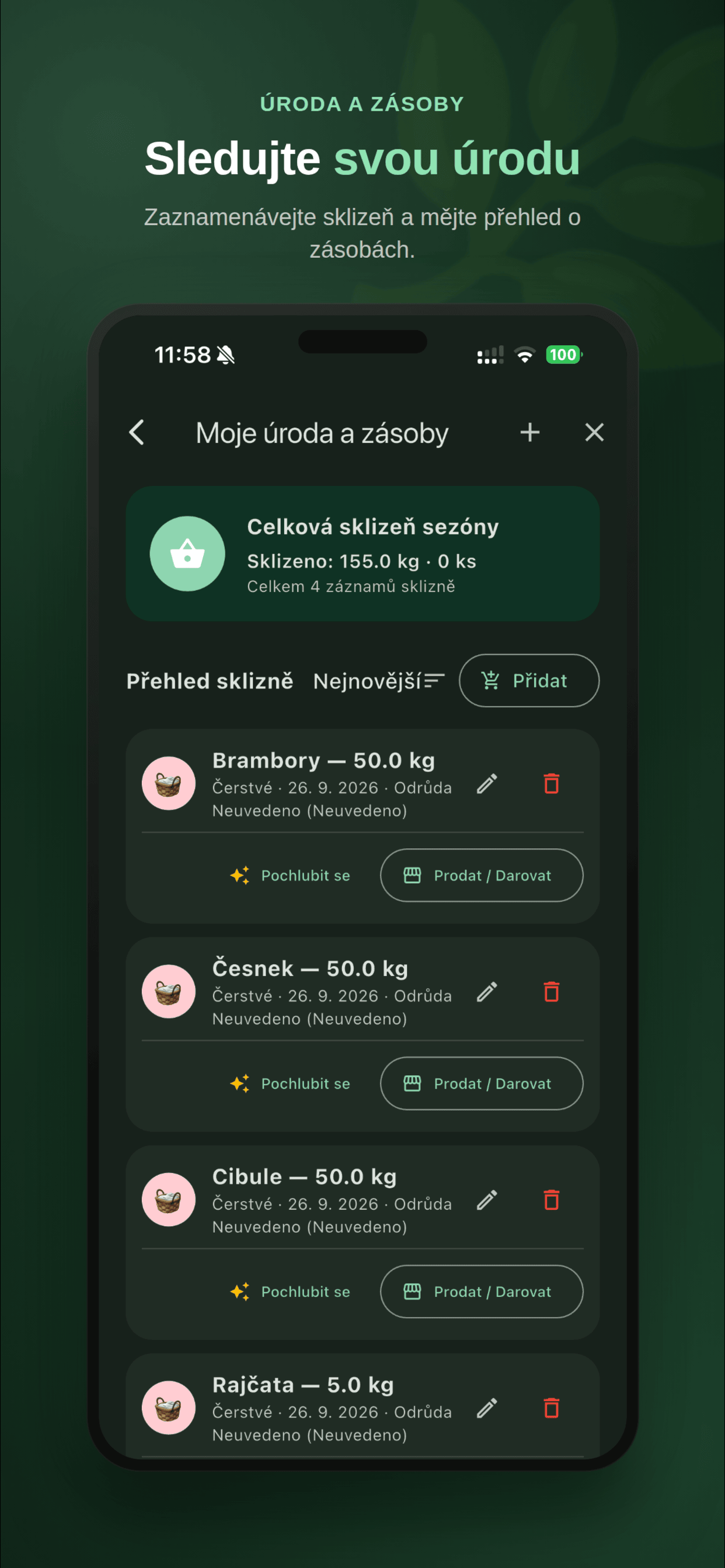 Moje Úroda & Zásoby